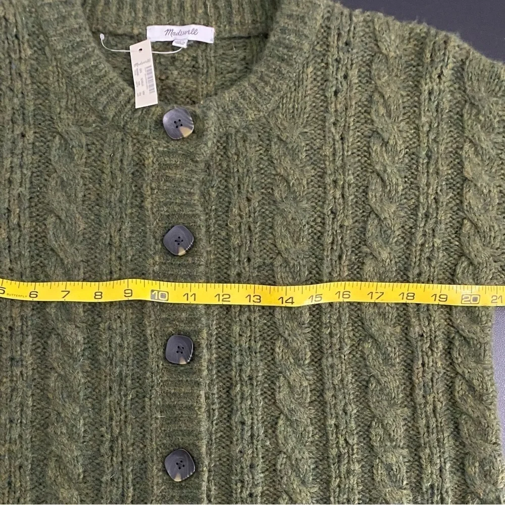 Madewell New Wool Pointelle Chunky Cable Knit Fisherman Cardigan Oversized - Picture 10 of 14